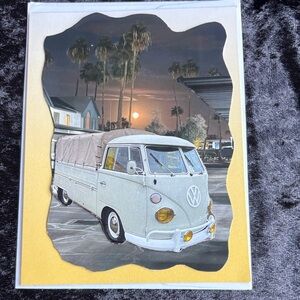 Volkswagen Classic Type 2 Pickup Art Print - Pale Yellow & Cream